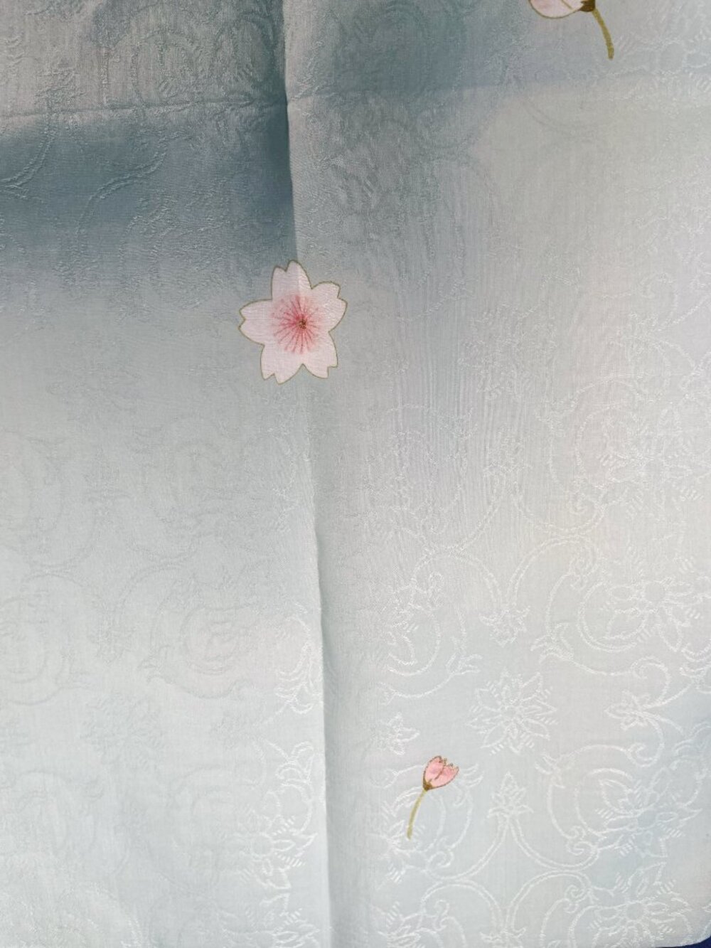 NWT Yukiko Hanai Cherry Blossom Cotton Scarf 19" x 19.5" - Picture 9 of 13